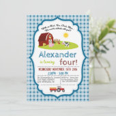 MIT OINK, BAA, CLUCK, MOO FARM GEBURTSTAG EINLADUNG (Stehend Vorderseite)