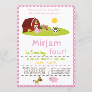 MIT OINK, BAA, CLUCK, MOO FARM GEBURTSTAG EINLADUNG