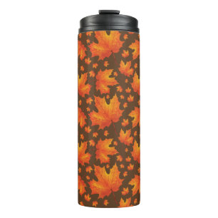 MIT ORANGE-AUTUMENBLÄTTEN GEBROWT THERMOSBECHER