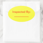 mit ovalem Aufkleber kontrolliert (Tasche)