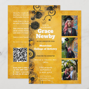 🎓Mit QR Artistic Flourish Abschlussfeier Einladung