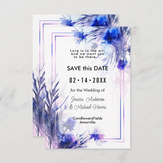 Mit QR-Code 💙 Cornflower Reverie Save The Date (Vorne/Hinten)