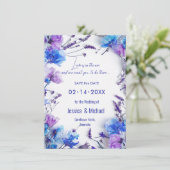 💍 mit QR-Code Cornflowers und Lavender Elegance Save The Date (Stehend Vorderseite)