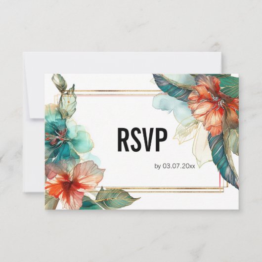 Mit QR-Code Hibisken Serenade Paradies RSVP Karte (Vorderseite)