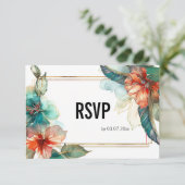 Mit QR-Code Hibisken Serenade Paradies RSVP Karte (Stehend Vorderseite)
