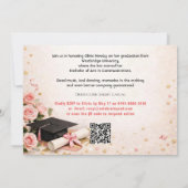 🎓Mit QR-Code Horizontal Pink & Gold Floral Einladung (Rückseite)