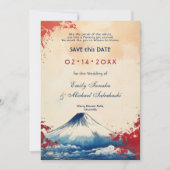 Mit QR-Code Japonesque Harmonie mit Fuji Save The Date (Vorderseite)