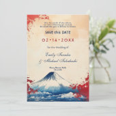 Mit QR-Code Japonesque Harmonie mit Fuji Save The Date (Stehend Vorderseite)