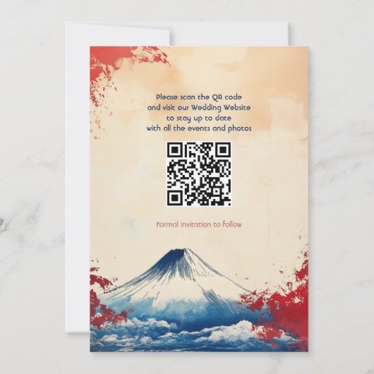 Mit QR-Code Japonesque Harmonie mit Fuji Save The Date (Rückseite)