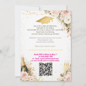 🎓Mit QR-Code Pink & Floral Celebration Absolvent Einladung (Rückseite)