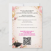 🎓Mit QR-Code Rosa & Luftballon Glow-Abschlussfeie Einladung (Rückseite)