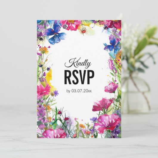 💍 mit QR-Code: RSVP-Karte Einladung (Stehend Vorderseite)