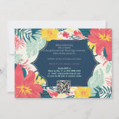 🎓Mit QR-Code Tropical Bloom Foto Einladung (Rückseite)