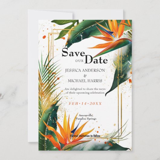 Mit QR-Code Vögel von Paradies Bliss Save The Date (Vorderseite)