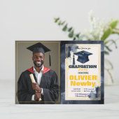 🎓Mit QR-Code Wasserfarbe Split-Layout Abschluss Einladung (Stehend Vorderseite)