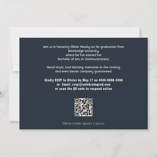 🎓Mit QR-Code Wasserfarbe Split-Layout Abschluss Einladung (Rückseite)