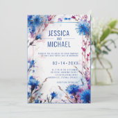 💍 mit QR Cornblumen und Lavender Bliss Hochzeit Einladung (Stehend Vorderseite)