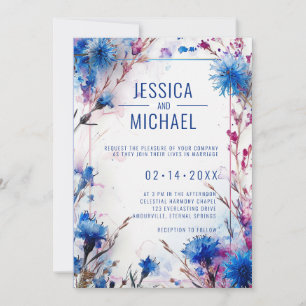 💍 mit QR Cornblumen und Lavender Bliss Hochzeit Einladung