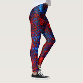 Mit quadratischem Rand gekratzt in blau und rot. Leggings