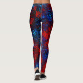 Mit quadratischem Rand gekratzt in blau und rot. Leggings (Rückseite)
