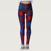 Mit quadratischem Rand gekratzt in blau und rot. Leggings (Vorderseite)