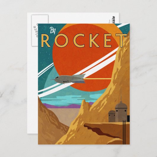Mit Rakete Postkarte (Vorne/Hinten)
