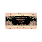 Mit rosa Rosendesign geschliffen Adressaufkleber (Vorne)