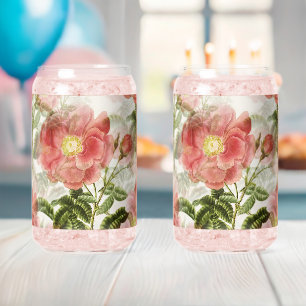 Mit Rosen verzierter Glasbecher im Getränkedosen-D Dosenglas