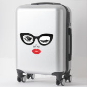 Mit roten, heißen Lippen wink Aufkleber (Koffer)