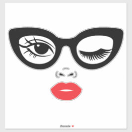 Mit roten, heißen Lippen wink Aufkleber