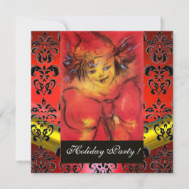 MIT ROTER BOW SCHWARZ GOLD DAMASK MONOGRAM Ruby GE Einladung