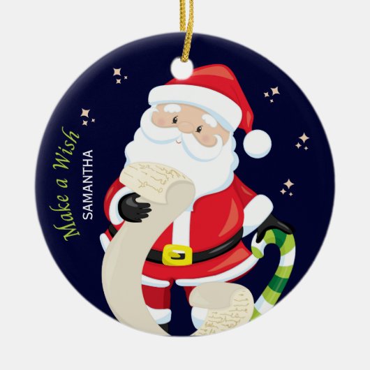 mit Santa einen Wunsch erfüllen Keramik Ornament (Vorne)