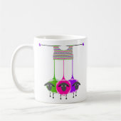 Mit Schafen in Blau, Rosa und Lila Design besticke Kaffeetasse (Links)