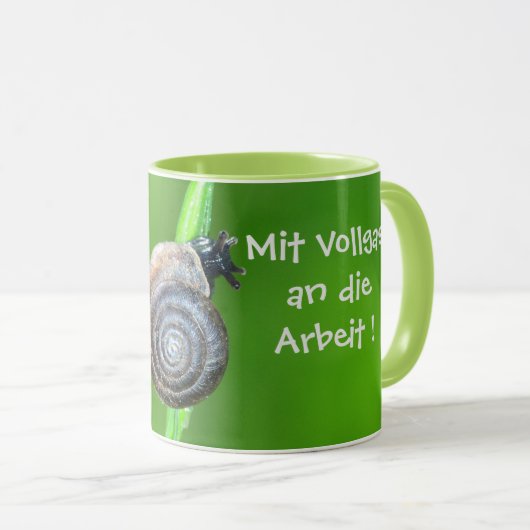 Mit Schnecke vollgas zur Arbeit Tasse (VorderseiteRechts)