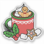 Mit Schneefall-Kakaoanrufen wärmen - Winter Drink Aufkleber<br><div class="desc">Erfrischung mit unserem "Snow Fall Cocoa Calls" Design! Mit einer Tasse Kakao mit niedlichem Lebkuchenmann, Schneeflocken und Weihnachtsdekor ist dieses Design perfekt für T - Shirt, Tasse und festliche Wohngestaltung. Ein gemütliches Winterkunstwerk, das sich ideal für diejenigen eignet, die heiße Drinks und Ferien in Liebe haben. #WinterCocoa #HolidayDrinks #ChristmasVibes #CozyCocoaArt...</div>