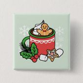 Mit Schneefall-Kakaoanrufen wärmen - Winter Drink Button (Vorderseite)