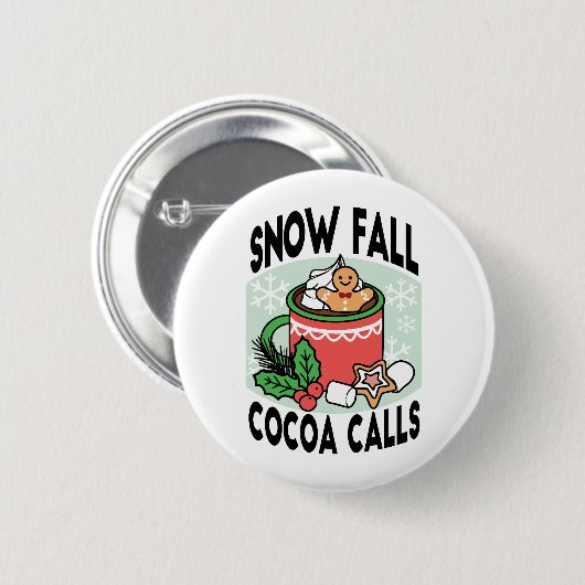 Mit Schneefall-Kakaoanrufen wärmen - Winter Drink Button (Vorne & Hinten)