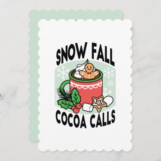 Mit Schneefall-Kakaoanrufen wärmen - Winter Drink Einladung (Vorne/Hinten)