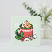 Mit Schneefall-Kakaoanrufen wärmen - Winter Drink Einladung (Stehend Vorderseite)