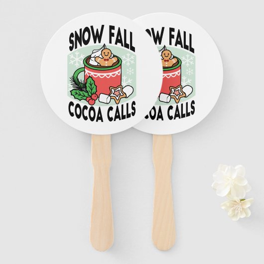 Mit Schneefall-Kakaoanrufen wärmen - Winter Drink Fächer (Vorne und Hinten)