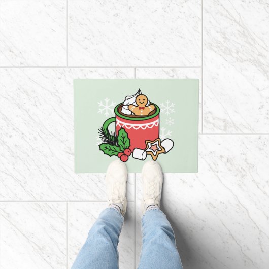 Mit Schneefall-Kakaoanrufen wärmen - Winter Drink Fußmatte (Indoor)