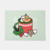 Mit Schneefall-Kakaoanrufen wärmen - Winter Drink Fußmatte (Vorderseite)