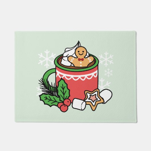 Mit Schneefall-Kakaoanrufen wärmen - Winter Drink Fußmatte (Vorderseite)