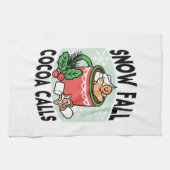 Mit Schneefall-Kakaoanrufen wärmen - Winter Drink Geschirrtuch (Horizontal)