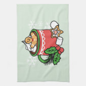 Mit Schneefall-Kakaoanrufen wärmen - Winter Drink Geschirrtuch (Vertikal)