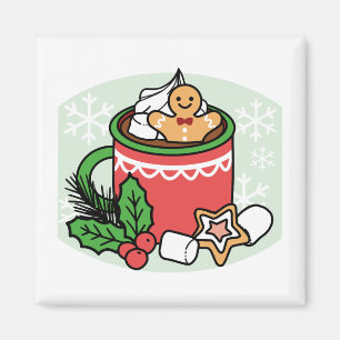Mit Schneefall-Kakaoanrufen wärmen - Winter Drink Magnet