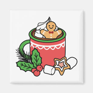 Mit Schneefall-Kakaoanrufen wärmen - Winter Drink Magnet