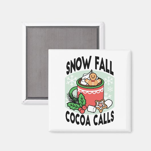 Mit Schneefall-Kakaoanrufen wärmen - Winter Drink Magnet (Vorderseite/Rückseite)