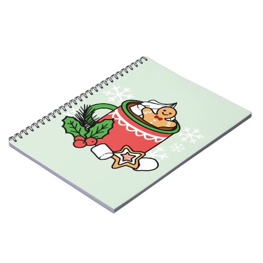 Mit Schneefall-Kakaoanrufen wärmen - Winter Drink Notizblock (Linke Seite)