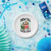 Mit Schneefall-Kakaoanrufen wärmen - Winter Drink Pappteller (Party)